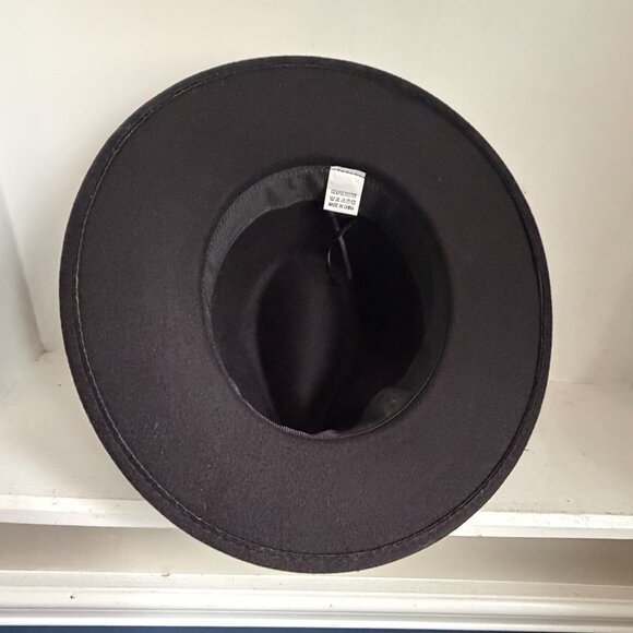 Vegan Brimmed Panama Fedora Black Green Silver Beads Wide Brim Unisex Hat New L main image 8